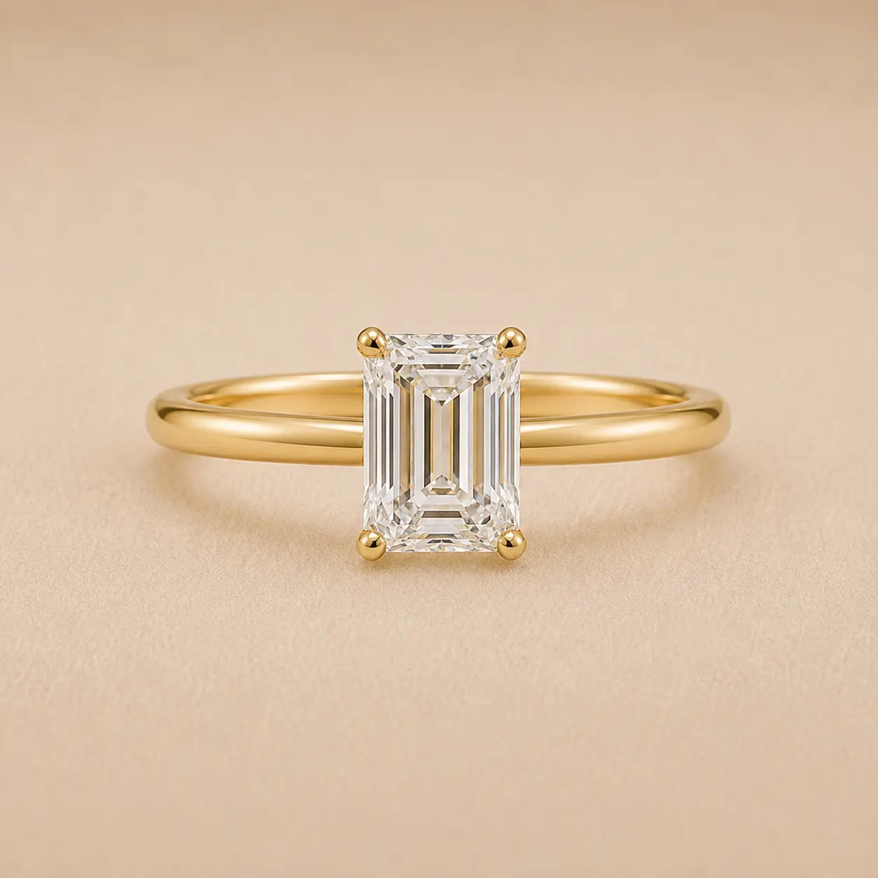 The Emerald Solitaire in yellow gold